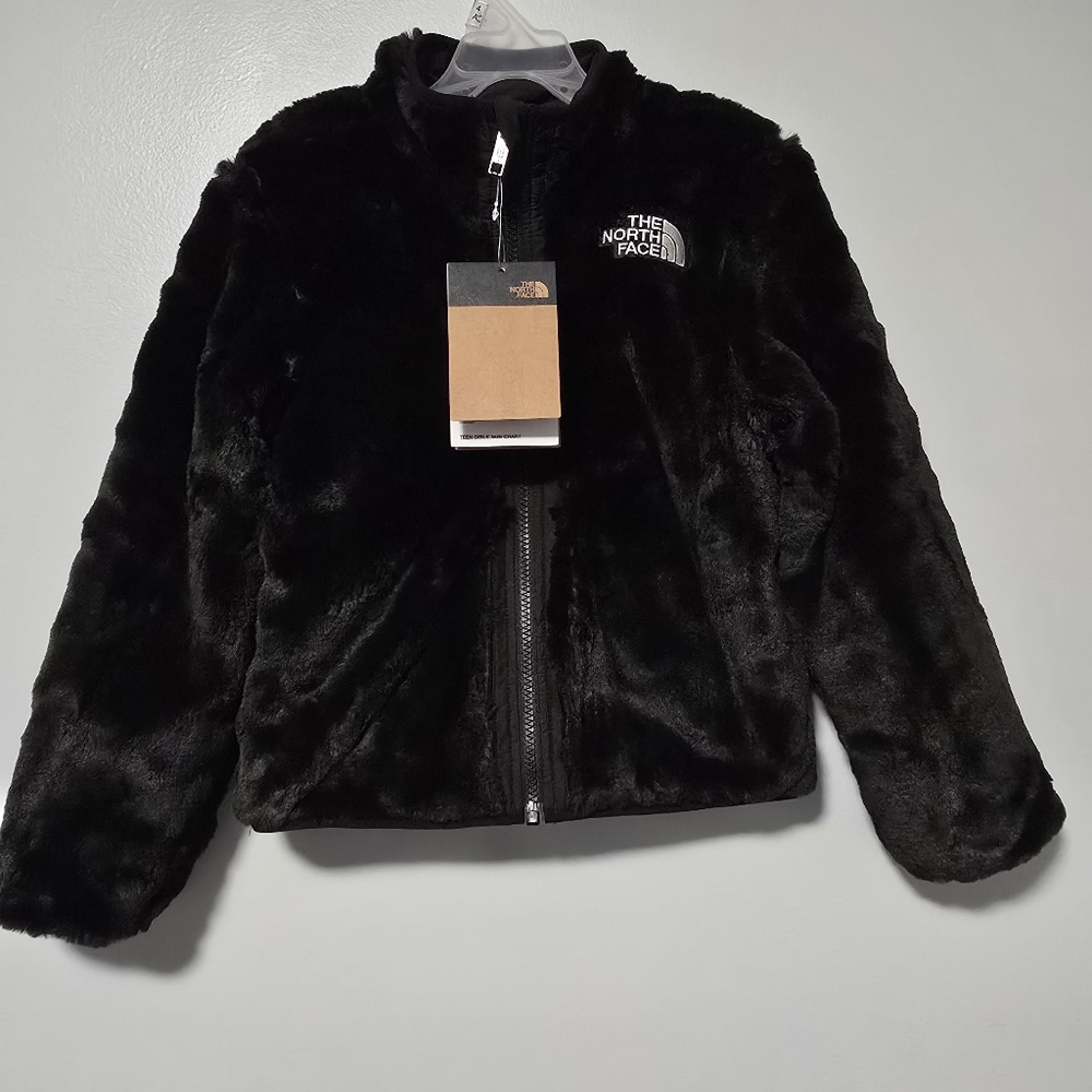 NWT The North Face Girls Size XS (6) Reversible Faux Fur Mossbud Jacket, Black - Picture 7 of 12